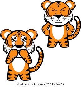 little tiger cartoon kawaii expression set collection in vector format
