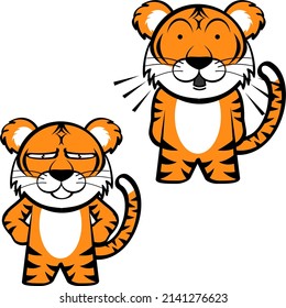 little tiger cartoon kawaii expression set collection in vector format
