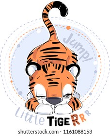 Little tiger cute vector illustration.