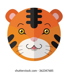 little tiger face cartoon vector