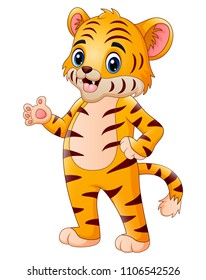 The little tiger feeling happy
