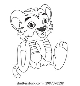 Little tiger, funny tiger, coloring book for children, animal