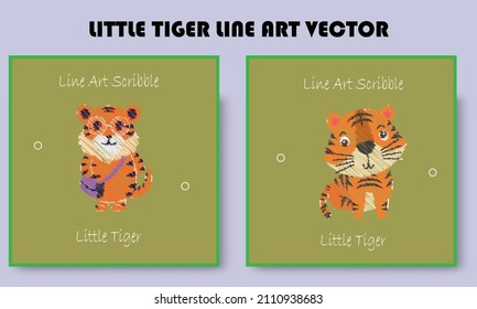 little tiger line art scribble vector, suitable for wallpaper, cover, or design printing