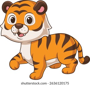Pequeño tigre mirando adorable Ilustración vectorial
