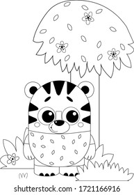
Little tiger lost in the forest