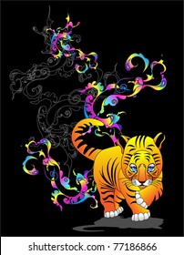 Little tiger. Vector illustration.