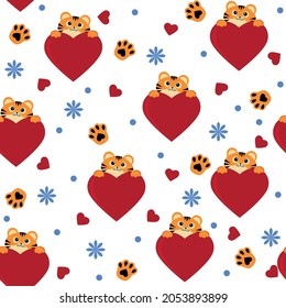 little tigers pattern, color vector isolated cartoon-style illustration