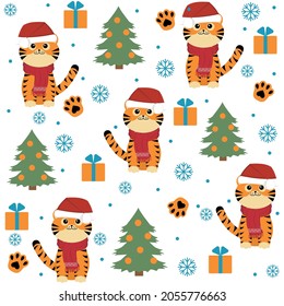 little tigers pattern, color vector isolated cartoon-style illustration