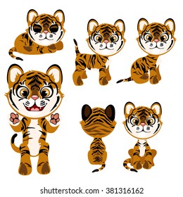 The little tigers. Wild animals. Vector illustration.