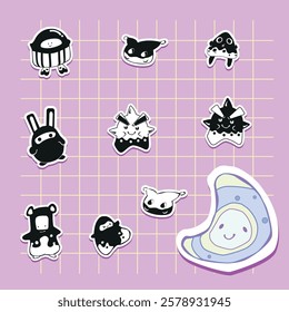 little tinny creatures cute vector emoticon