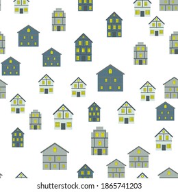 Little Town Seamless Pattern Background. Vector Illustration. EPS10