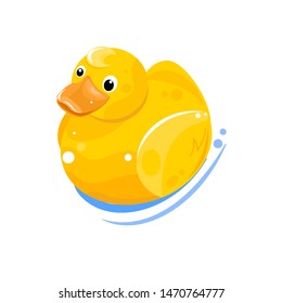 little toy rubber duck icon. yellow duck for the bathroom. Rubber duckling toy symbol. Vector illustration