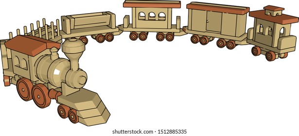 Pequeño juguete de tren, ilustración, vector sobre fondo blanco.