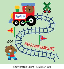 little train traveling vector cartoon for print