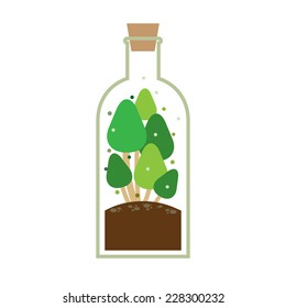 Little Tree In A Bottle Vector Illustration