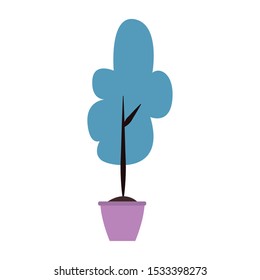 little tree in a pot icon over white background, colorful design. vector illustration