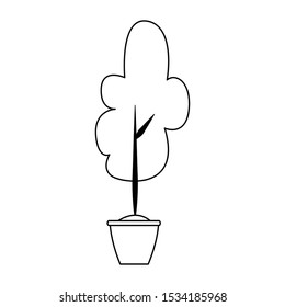 little tree in a pot icon over white background, vector illustration