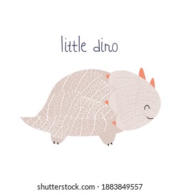 Little triceratops. Cute kids print. Vector hand drawn illustration.