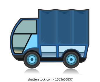 Little truck. Vector. Flat style. A small truck for transporting goods.