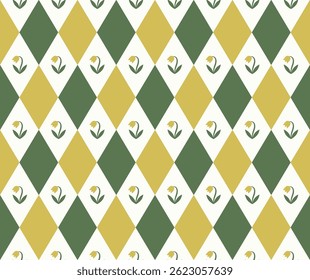 Little tulips decorative seamless pattern design. Vector illustration.