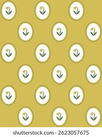 Little tulips decorative seamless pattern design. Vector illustration.