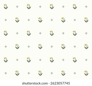Little tulips decorative seamless pattern design. Vector illustration.