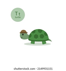 little turtle in a cap.vector animal illustration