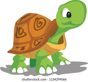 Little turtle cute character vector