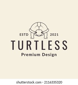 little turtle line vintage logo design, vector graphic symbol icon sign illustration