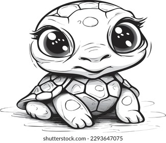 una pequeña tortuga lista para jugar por el colorido en el arte vectorial