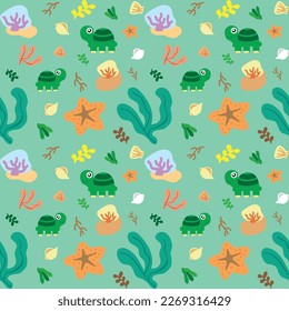 little turtle in the sea