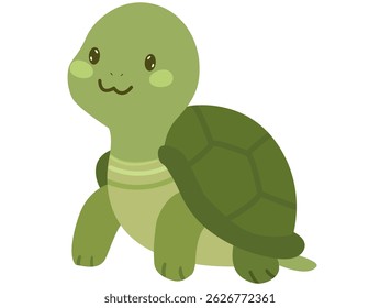 little turtle sticker icon cute sea vector illustration green baby tortoise isolated in white