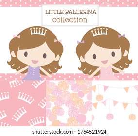 Little Twins Ballerina Pattern Illustration