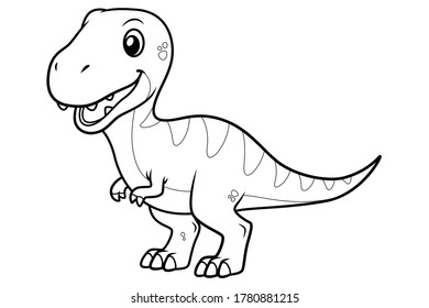 Little Tyrannosaurus Cartoon Illustration BW