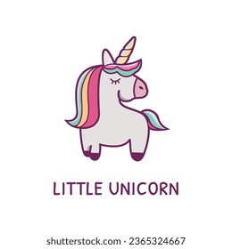 Little Unicorn, horse linear logo design. Unicorn mythical living entity vector design. Animal illustration