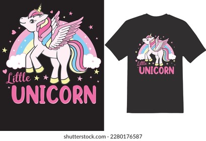 Little unicorn t-shirt design for girl, Baby.