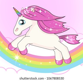 Little Union Running On Rainbow Cute Stock Vector (royalty Free 