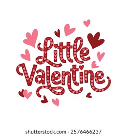 Little Valentine Cute Hand-Drawn Heart Design with Love Typography for Kids, Couples, and Valentine's Day Cards or Gifts