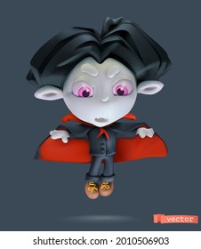 Little vampire. Halloween holiday 3d vector cartoon icon