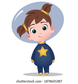 little vector cute girl astronaut in space 