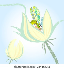 Little vector elf a flower