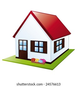 Little vector house with garden