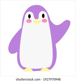 Kleiner Vektorpinguin windet seinen Pfoten. Childlicher bezaubernder Charakter einzeln auf weißem Hintergrund.