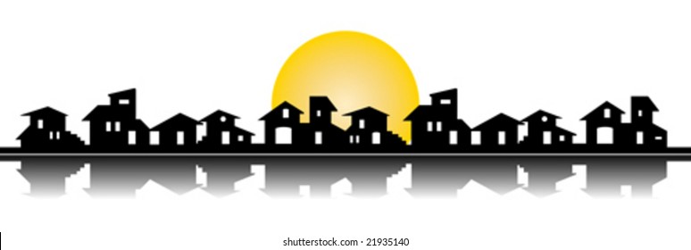 Little village silhouette