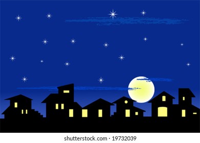 Little village silhouette - Vector illustration, scrapbook useful