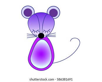 Little violet mouse. Vector illustration.
