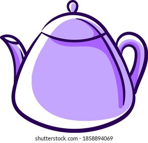 Little violet teapot, illustration, vector on white background