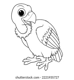 Little Vulture Cartoon Animal Illustration BW