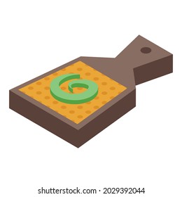 Pequeño vector isométrico del icono de wasabi. Cuenco japonés. Cocina wasabi