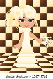 Little white chess pawn, vector illustration